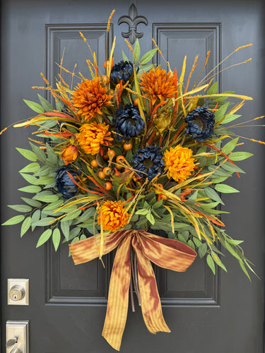 Fall Harvest Bouquet with Bow – Autumn Front Door Decoration - TwoInspireYou