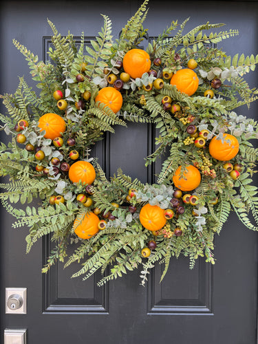Orange Citrus Grove Wreath for Front Door with Life-Size Fruit - TwoInspireYou