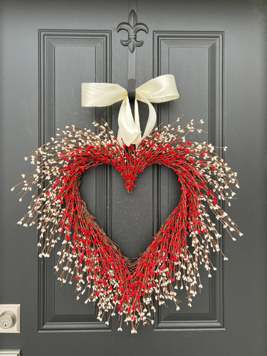 Valentine's Day Red Heart Berry Wreath - TwoInspireYou