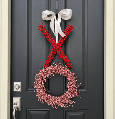 Handcrafted Red and Pink XO Wreath with Pip Berries – Perfect Valentine's Day Gift for Her - TwoInspireYou