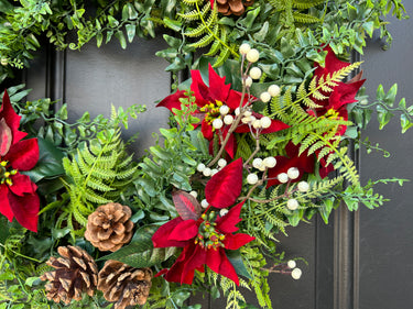Poinsettia and Pinecone Christmas Wreath - TwoInspireYou