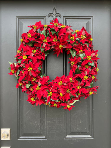 Holiday Red Poinsettia Wreath - TwoInspireYou