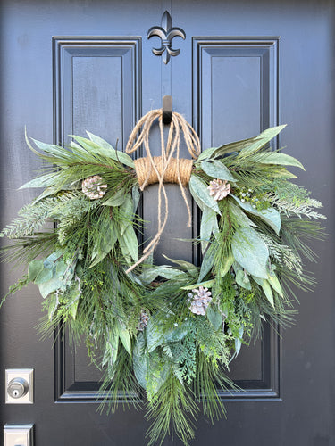 Winter Pine and Eucalyptus Wreath for Front Door - TwoInspireYou