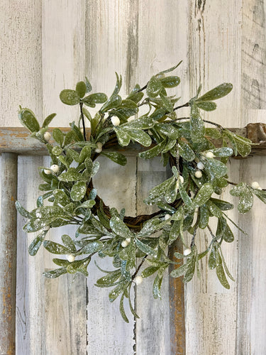 Frosted Mistletoe Window Wreath – Handmade Christmas Greenery Accent | - TwoInspireYou
