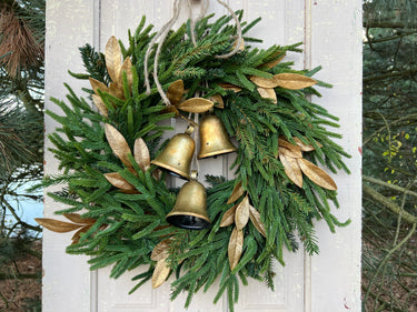 Festive Norfolk Pine Wreath with Gold Bells - TwoInspireYou