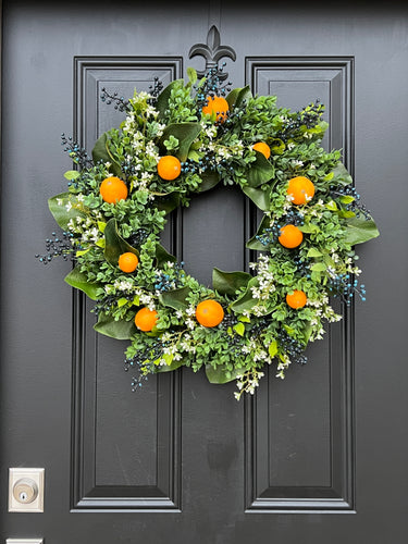 Florida Oranges and Magnolia Wreath - TwoInspireYou