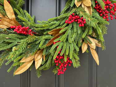 Norfolk Pine and Red Berry Wreath - TwoInspireYou