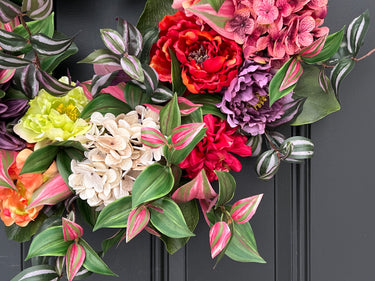 Secret Garden Wreath with Hydrangeas, Peonies and Dahlias - TwoInspireYou