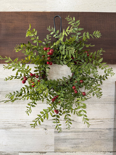 Small Nandina Wreath with Red Berries | Window or Candle Ring | - TwoInspireYou