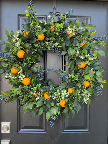 Spring Orchard Oranges & Blueberries Wreath - TwoInspireYou