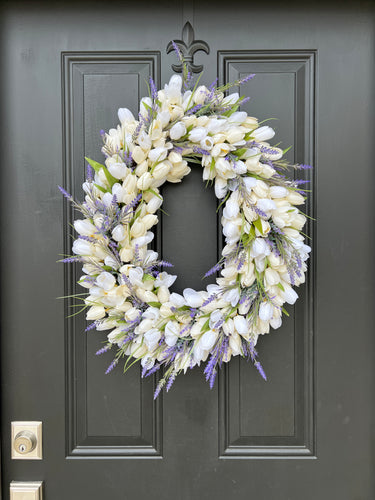 Easter Egg Door Decor - Tulip Wreath for Spring & Easter - TwoInspireYou