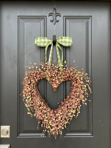 Pink Pip Berry Heart Wreath for Valentine's Day - TwoInspireYou