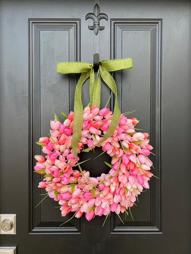 Peachy Pink Tulip Wreath - TwoInspireYou