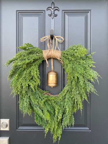 Unique Juniper Wreath with Bell