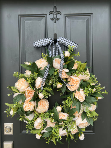 Cream Peony Wreath with Boxwood - TwoInspireYou