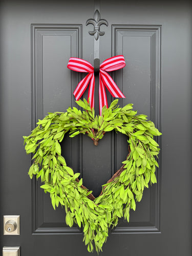 Boxwood Heart Wreath with Red and Pink Ribbon – Handmade Valentine’s Day Door Decor - TwoInspireYou
