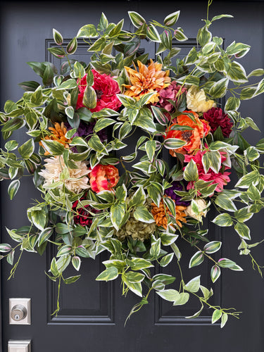 Rustic Rose & Dahlia Garden Wreath - TwoInspireYou