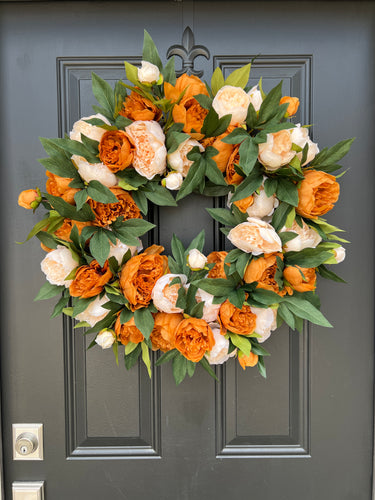 Coffee and Cream Peony Wreath - TwoInspireYou
