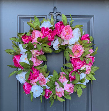 Pink and White Peony Wreath