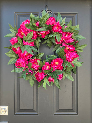 Dark Pink Peony Wreath - TwoInspireYou