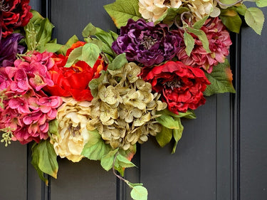 Bold & Beautiful Wreath with Dahlias, Peonies and Hydrangeas - TwoInspireYou