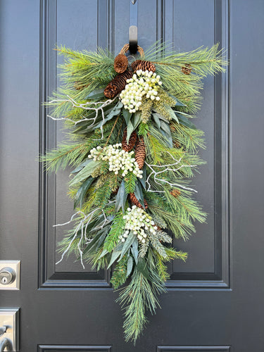 Country Christmas Teardrop Swag Wreath for the Winter Season - TwoInspireYou