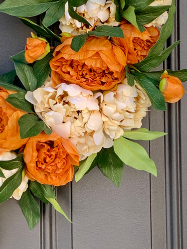 Golden Blooms Peony Wreath - TwoInspireYou