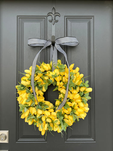 Yellow Tulip and Mint Wreath - TwoInspireYou