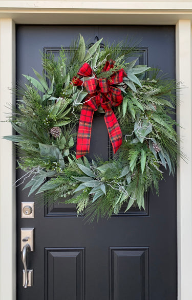 Large Pine Wreath with Bow for Winter