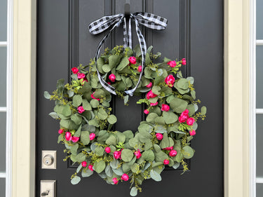 Spring Eucalyptus Wreath with Fuchsia Ranunculus - TwoInspireYou