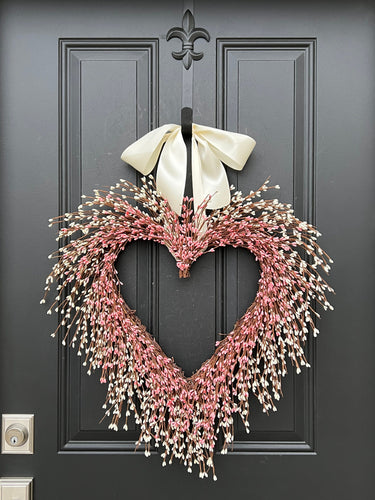 Valentine's Day Pink Berry Heart Wreath for Friendship - TwoInspireYou