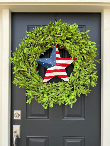 Summer Patriotic Boxwood Wreath with Star - TwoInspireYou