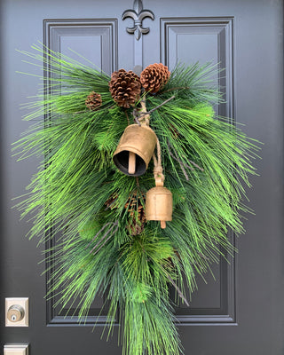 Pine Swag with Rustic Bells and Pinecones