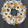 White Sunflower and Pumpkin Fall Wreath | Autumn Door Décor - TwoInspireYou