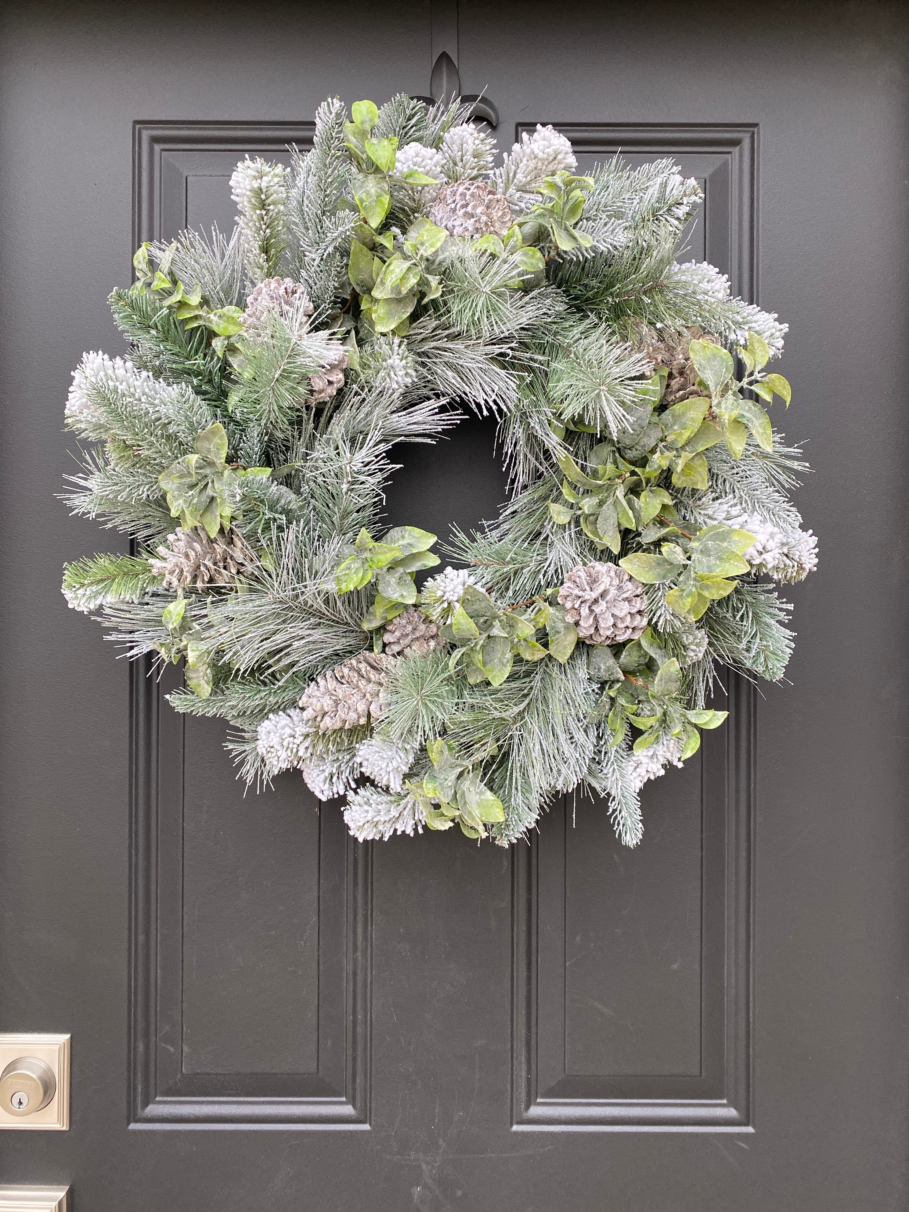 Flocked Pine and Pinecone Winter Wreath