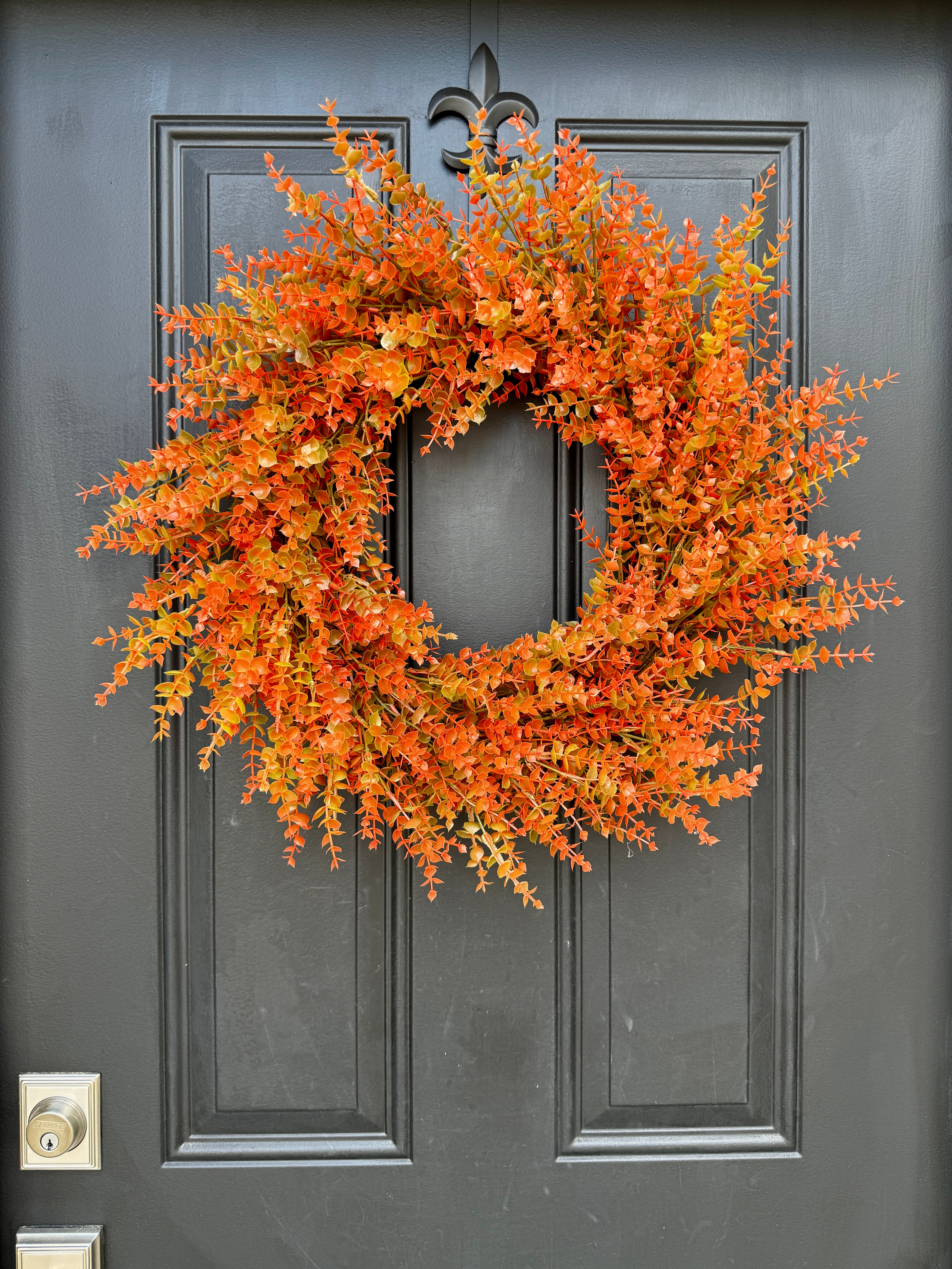 Orange Fall Eucalyptus Wreath - TwoInspireYou