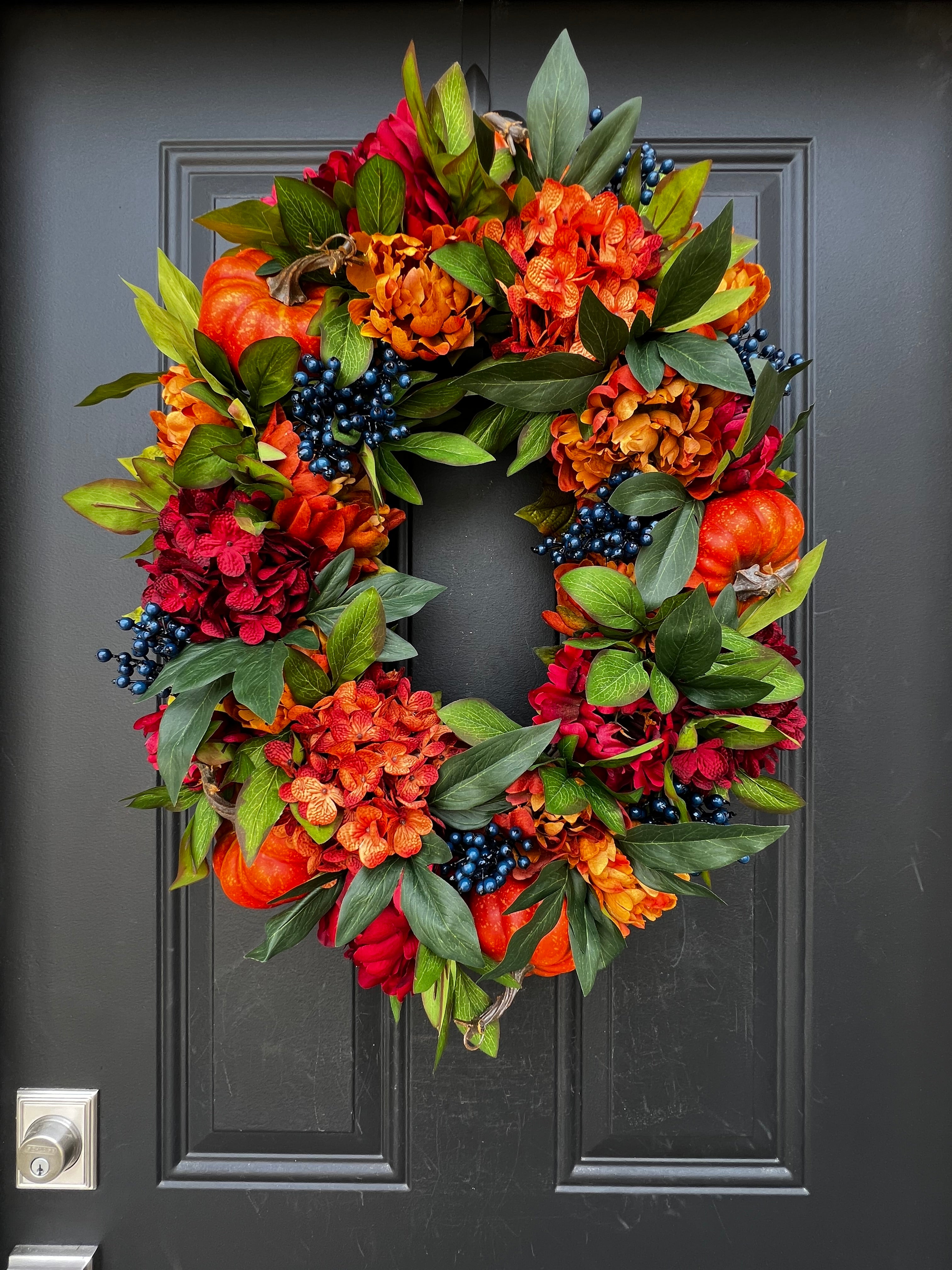 Oval Bountiful Harvest Wreath for Thanksgiving