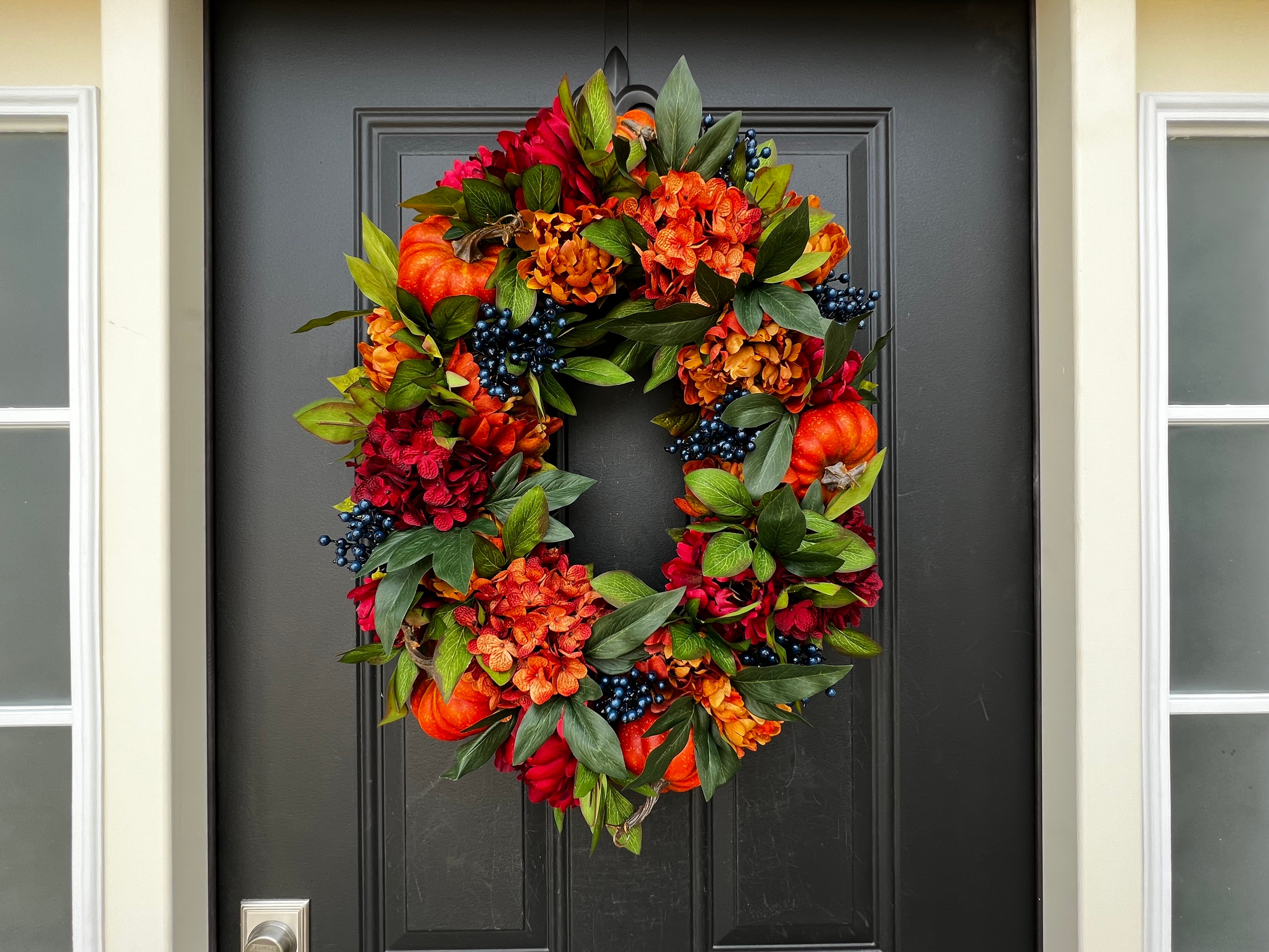 Oval Bountiful Harvest Wreath for Thanksgiving