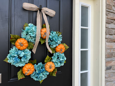 Festive Autumn Hydrangea Front Door Wreath - TwoInspireYou