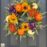 Pumpkin & Sunflower Fall Wreath – 24" Autumn Harvest Door Decor - TwoInspireYou