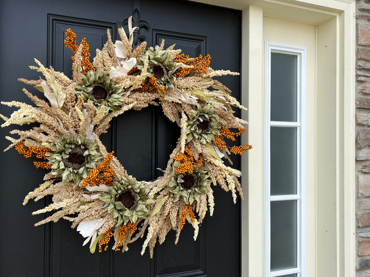 Farmhouse Fall Gatherings Wreath - TwoInspireYou