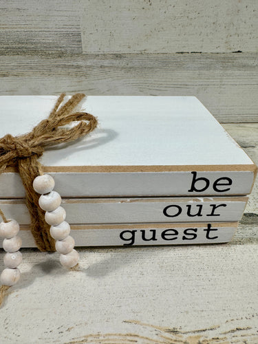 Be Our Guest Decorative Book Stack | White Farmhouse Decor