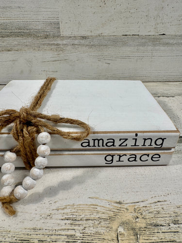 Amazing Grace Decorative Book Stack | Christian Farmhouse Decor
