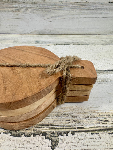 Natural Wood Paddle Coasters | Set of 4 Rustic Drink Coasters