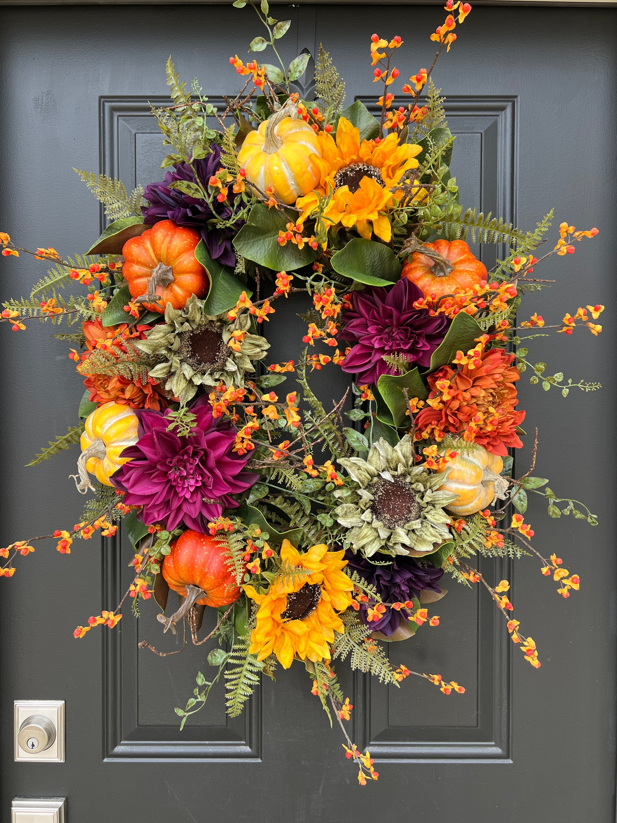 Fall Magnolia and Bittersweet Wreath for Front Door