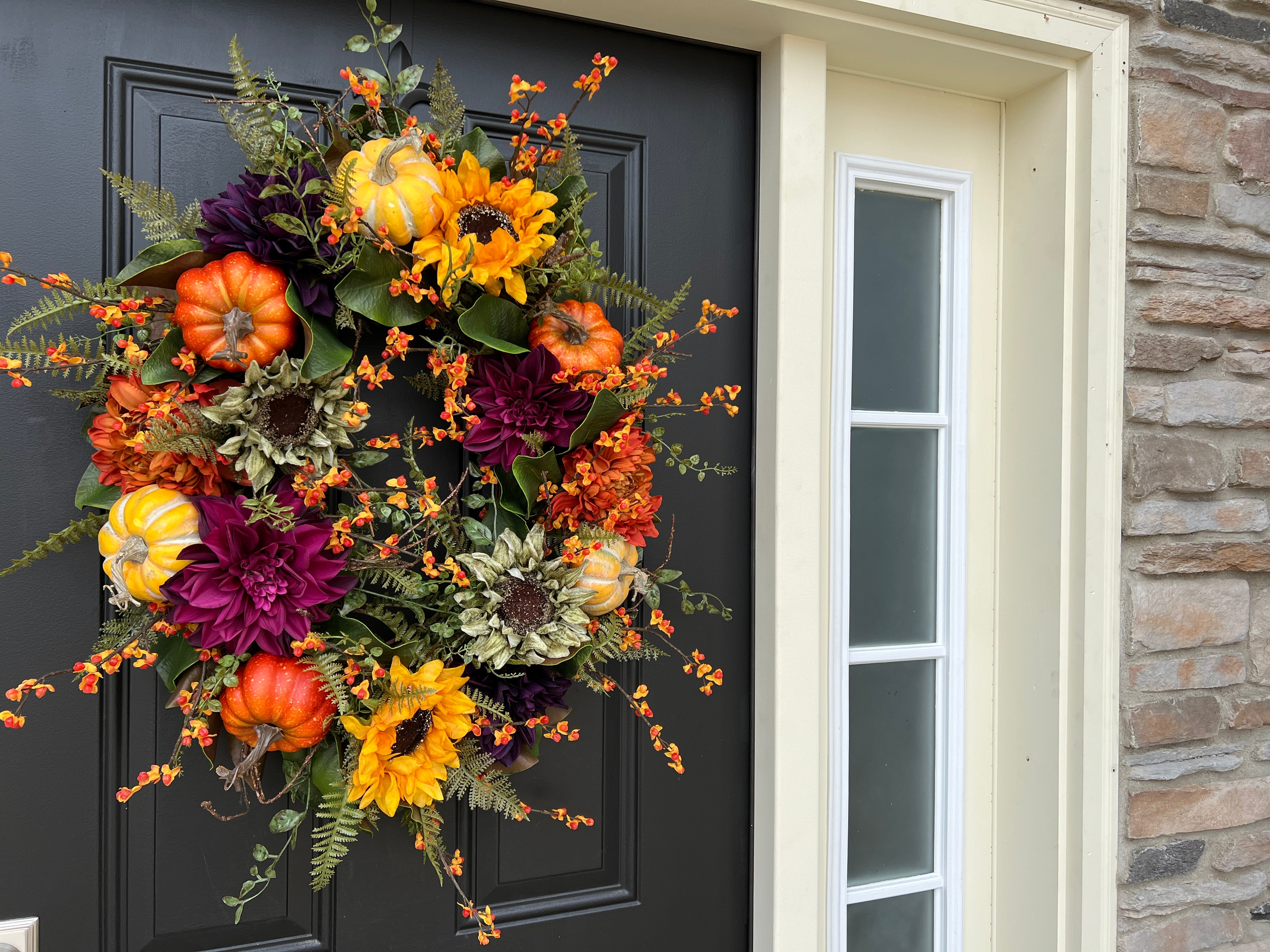 Fall Magnolia and Bittersweet Wreath for Front Door