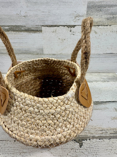 Natural Woven Basket with Jute Handles | Rustic Storage Basket