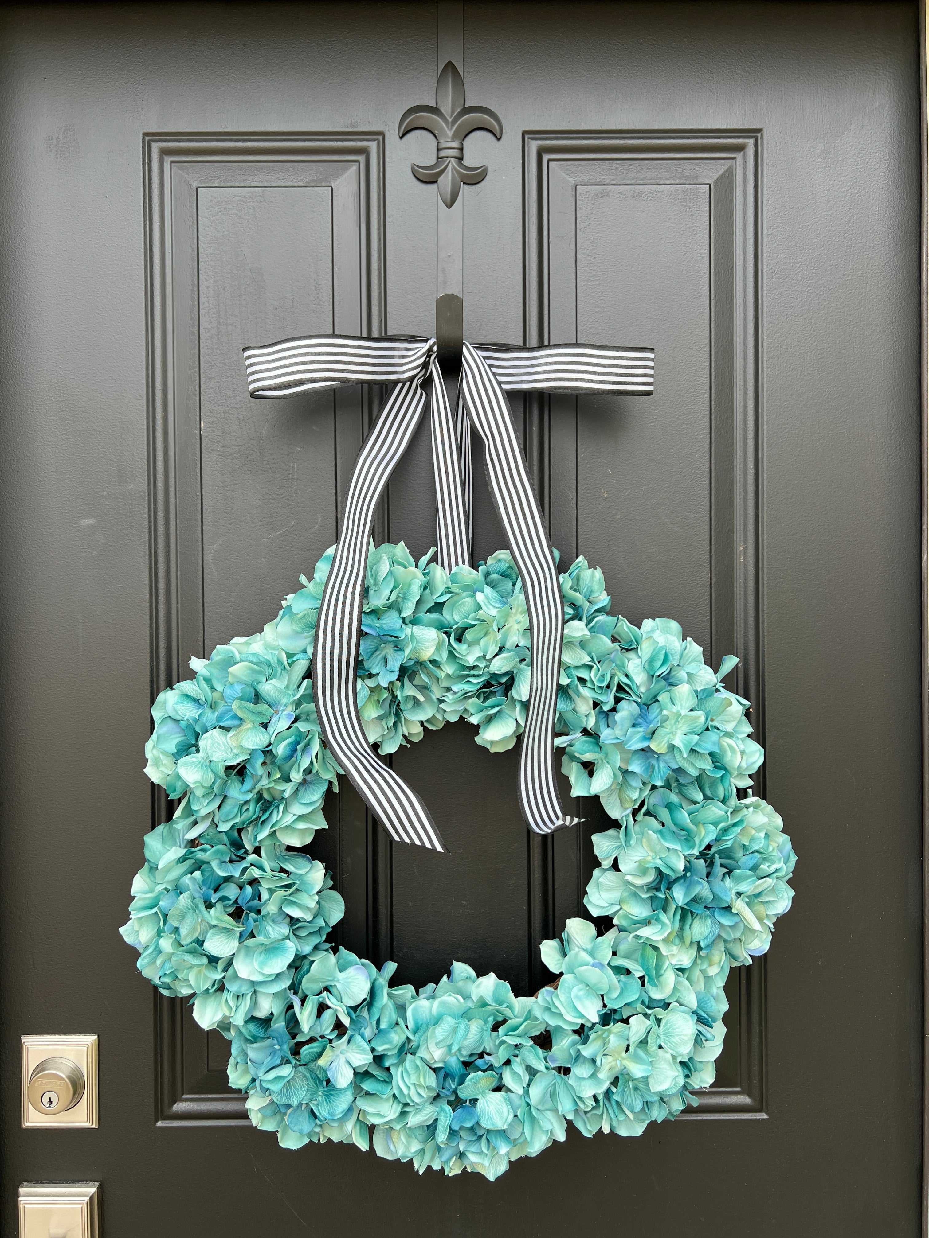 Year-Round Teal Hydrangea Wreath for Front Door