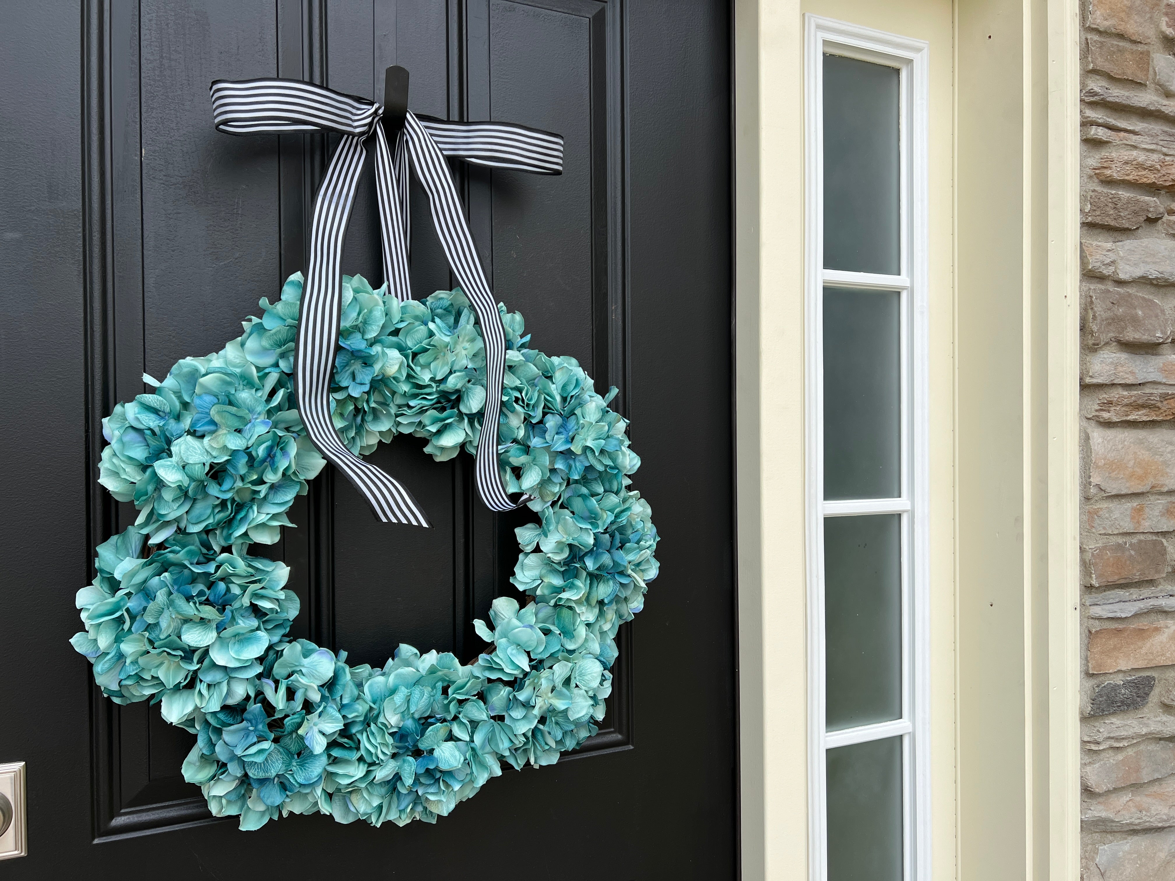 Year-Round Teal Hydrangea Wreath for Front Door