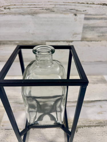 Black Metal Framed Glass Bottle Vase